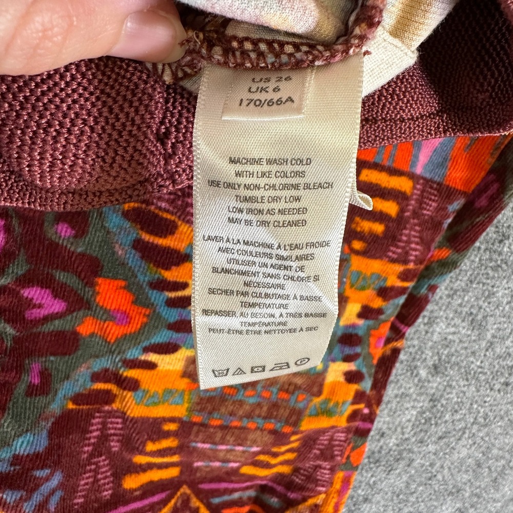 We The Free People Geometric Southwestern Corduroy Flare Pants Burgundy 26 - Picture 4 of 11